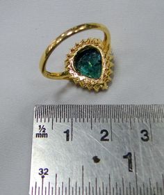 Emerald Ring, vintage18 K solid gold hallmarked, Natural emerald Diamond gemstone ring. Beautiful collection piece in very good condition. USA ring size -7.5 ( we can adjust size), size of top-16.5/15.5 mm, emerald weight-4 carat, diamond weight-0.63 carat VS G. Gold Emerald Pear-shaped Ring, Gold Pear-shaped Emerald Ring, Pear-shaped Emerald Ring For Anniversary, Pear-shaped Emerald Anniversary Ring, Gold Teardrop Emerald Ring, Pear-shaped Emerald Rings, Gold Emerald Pear-shaped Ring For Anniversary, Gold Pear-shaped Rings With Bezel Setting, Pear-shaped Gold Rings With Bezel Setting