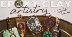 the cover of epxy clay artistry magazine featuring various necklaces and pendants