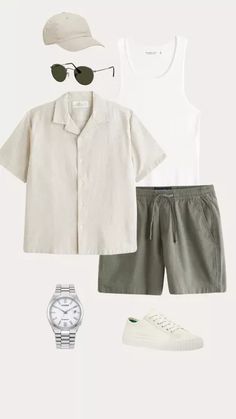 Summer Outfit Inspo For Men, Mens Loose Outfits, Clothes For Hot Weather Summer, Men Outfit Hot Weather, Men's Casual Outfits Shorts, Summer Styles Men, Spring Outfit Man, Hot Weather Mens Outfits, Men’s Outfit Summer