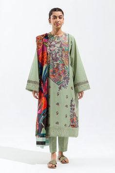 Beechtree  Flora Fern-Embroidered-3P-Multi Naps Winter Fall Collection Pakistani Summer Dresses, Pakistani Kurti Designs, Sara Clothes, Summer Dresses For Girls, Pakistani Kurti, Latest Pakistani Fashion, Shaped Candles, Pakistani Suits Online, Kameez Designs