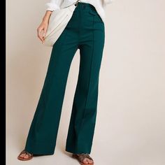 In Amazing Condition, New With Tags I Tried The On To Show What The Pants Look Like Teal Jeans, Lace Jeans, Mid Rise Flare Jeans, Anthropologie Jeans, Flare Denim Jeans, Cropped Flare Jeans, Green Jeans, Cropped Flares, Khaki Color