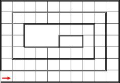 a drawing of a square with an arrow pointing to the center and two rectangles on