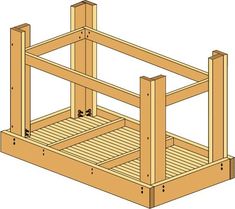 a wooden bed frame with the bottom section cut out to make it easier for people to use