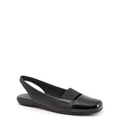 Trotters-Sarina Flat Bring a fresh update to your flat collection with the Sarina slingback flat from Trotters. An open heel pairs with a square toe to give you a sophisticated yet unique look! Casual Slingback Flats For Workwear, Elegant Slip-on Slingback Sandals For Work, Open Toe Flats With Removable Insole For Work, Modern Flat Slingback Sandals With Removable Insole, Slingback Flats, Open Toed Heels, Black Flats, Bring It On, Square