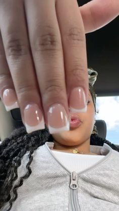 classy nails, french tips 💅🏼 Short Short French Tip Acrylic Nails, Short Square White French Tip Nails, Square French Tip Acrylic Nails Design Short, Really Short French Tips, Classy Square Acrylic Nails, Acrylic Nails Square French Tip, French Tip Acrylics Short, White Short French Tip Nails, Old School French Tip Nails