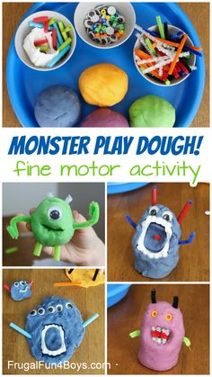 the monster play dough fine motor activity for kids