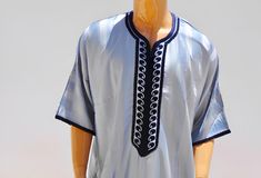 Moroccan kAFTAN for men, oriental kaftan, All sizes are Available Beautiful Moroccan kaftan in cotton for men. This Moroccan clothing is handmade in soft fabric cotton. This kaftan is very pleasant to wear mainly in summer, at the beach, after a spa, indoor, outdoor, at a party... Very fast to wear, not stick to the skin, this kaftan is a really must have clothing. - Cotton - embroidery - Machine washing return policy I check myself each product and sell only the best quality products in any case ; if you are not satisfied with the product . first; please contact me and i will do everything to your satisfaction. In any case you have a 100% Guarantee and refund. within 14 days in its original packaging and an condition the item is its original condition as received. buyer pay shipping and a Traditional Short Sleeve Kaftan For Eid, Traditional Short Sleeve Kaftan, Traditional Short Sleeve Kaftan For Ceremonies, Traditional Short Sleeve Thobe For Eid, Traditional Blue Short Sleeve Thobe, Blue Short Sleeve Traditional Thobe, Jubbah Men, Ramadan Clothes, Caftan For Men