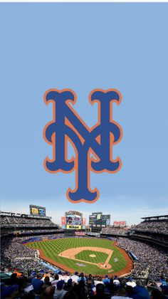 the new york mets logo over a baseball field