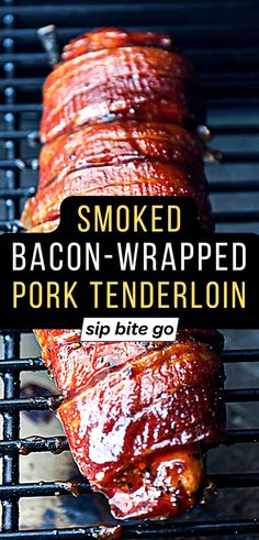 Traeger Smoked Bacon Wrapped Pork Tenderloin Recipe Bacon Wrapped Pork Tenderloin Recipes, Smoker Cooking Recipes, Smoked Pork Tenderloin Recipes, Wrapped Pork Tenderloin, Easy Smoker Recipes, Smoked Pork Tenderloin, Bacon Wrapped Pork Tenderloin