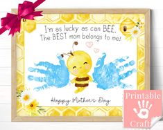 a card with the words i'm as lucky as can bee, the best mom belongs to me