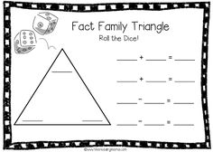 a fact family triangle with dices on it