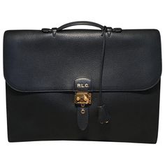 Hermes Black Noir Togo Sac A Depeches 41 Briefcase in excellent condition. Black noir togo leather trimmed with gold hardware and clochette with single key. Pinch lock top flap opens to an unlined interior with 2 separate compartments and plenty of room for a laptop, papers, folders, notepads, binders and more. Stamped with R.L.C. initials in gold above front lock closure. No stains, smells or scuffs. Clean corners, edges and interior. Plastic protective coating still on hardware. Stamped square Louis Vuitton Hobo Bag, Louis Vuitton Hobo, Leather Handbag Patterns, Black Leather Briefcase, Vintage Briefcase, Laptop Briefcase, Togo Leather, Handbag Patterns, Leather Briefcase