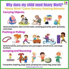 a poster with different types of children's activities