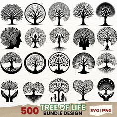 the tree of life bundle is shown in black and white, with different silhouettes