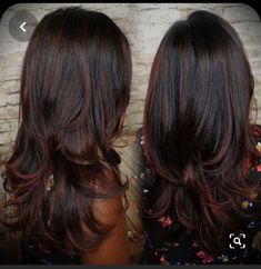 Black Hair With Highlights, Red Highlights, Winter Hair Color, Hair Color Highlights, Brown Hair With Highlights, Red Hair Color, Dark Brown Hair