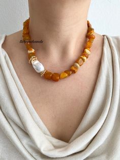 Necklace Displays, Princess Necklace, Stil Boho, Orange Agate, Natural Stone Necklace, Gold Filled Necklace, Natural Stones Necklace, Necklace Chunky, Elegant Accessories