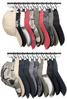 six pairs of socks hanging on a rack