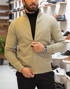 Elevate your style with our Menstylewith New Season Knitted Cardigan, featuring a specially designed pocket detail. The luxurious knit fabric provides comfort and sophistication, making it the perfect addition to your wardrobe. Stay warm and stylish with this exclusive, must-have piece. Color Code: Beige Material: 100% Pes Machine Washable: Yes Fitting: Slim-Fit Washing Instructions: Wash Separate from Other Clothes, Dry by Hanging Beige Long Sleeve Sweater For Business Casual, Winter Business Casual Cardigan, Long Sleeve Cardigan With Pockets For Business, Casual Business Polo Sweater For Winter, Beige Sweater For Business Casual Winter Wear, Beige Winter Sweater For Business Casual, Casual Long Sleeve Cardigan For Business, Casual Business Polo Sweater For Fall, Beige Sweater For Business Casual In Winter