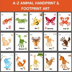 an animal handprint and foot print art project for kids to learn how to draw