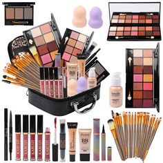 PRICES MAY VARY. 【All In One Makeup Kit】Perfect starter makeup kit, All women's essentials in one Cosmetic Bag and a great gift for any occasion 【Best For Beginners and Professionals】Perfect for makeup beginners or professionals of all ages. It contains a wide variety of styles and shades, allowing you to mix and match different make-up styles and to create exquisite makeup look. 【Widely Use】:Various colors suit your option.Can be used on top lip, face, legs and body! Soft and Smooth, Super crea Make Up Kit Professional, Makeup Palette Collection, All In One Makeup, Selena Pictures, Eyebrow Powder, Makeup Storage Bag, Matte Eyeshadow Palette, Contour Stick, Makeup Gift Sets