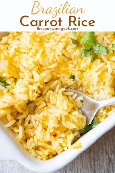 a white bowl filled with rice and garnished with cilantro