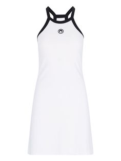 Marine serre mini logo dress in white cotton with ribbed knit, contrast details, crew neck, sleeveless, Moon logo embroidered on the front, logo label on the back, straight hem. Composition: 100% Cotton Red Carpet Couture, Fendi Backpack, Moon Gold, Crochet Midi Dress, Crochet Midi, Moon Logo, Self Portrait Dress, Mini Logo, Italian Outfits