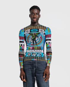 Jean Paul Gaultier – Mesh Long-Sleeve Top Printed Mire Blue/Multi | Highsnobiety Shop Gustaf Westman, D1 Milano, Mesh Long Sleeve Top, Buy Jeans, Hiking Sneakers, Lifestyle Art, Active Shorts, Mesh Long Sleeve, Paul Gaultier