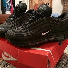 Follow for more Air Max 97s: #nike #nikeair #airmax #airmax97 #nikeairmax97 Black 97s, 97s Nike, Black Air Max 97, Nike 97s, Air Max 97 Outfit, Nike 97, Zapatillas Air, Air Max 97s, Nike Air Max 97 Black