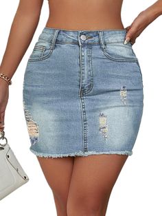 PRICES MAY VARY. Women Bandaga Ripped Mini Jeans Skirts High Waist Stretch Distressed Denim Skirts Frayed Raw Hem 85% Cotton 13% Polyester 2% Elastane, this ripped denim blue jeans skirts is comfortable to wear, Soft stretchable material and skin-friendly  Cute skirts for women. High waist, casual design, professional cutting, and fitting which stand out your charming body curve. A durable stretchy soft and lightweight denim skirt makes you look sexier. Frayed Hem, Slim fit, above knee length, t Denim Short Skirt, Mini Jeans, Vacation Essentials, Clothes Streetwear, Beach Clothes, Blue Jean Skirt, Fashion Nova Outfits, Buy Jeans, Distressed Denim Skirt