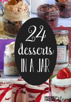 desserts in jars with text overlay that reads, 24 desserts in a jar