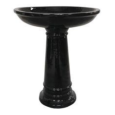 a black pedestal sink on a white background