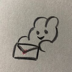 a drawing of a bear holding an envelope