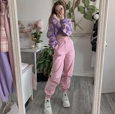 Pastel Outfit, Purple Pants, Pink Pants, Kawaii Clothes, Colourful Outfits