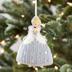 an ornament hanging from a christmas tree