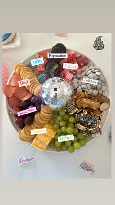 a platter filled with lots of different types of snacks