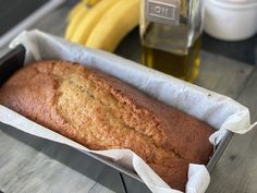 a loaf of banana bread sitting on top of a table