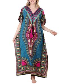 PRICES MAY VARY. One Size Fits Most - Length : 52'' Bust : 44'' Waist : 52" Soft, smooth, lightweight kaftan designed to keep you cool and covered. With it's shrink-resistant material and colours that don’t run. Choose your favorite color from our range. Value for money and perfect for gift. Tengru is a high-quality swimwear cover up brand. We provide suitable beach wear coverup for all women. Tengru prides itself on offering the latest styling at the best value around. V-neck Beach Sleepwear For Summer, Green Printed Sleepwear For Vacation, Green Short Sleeve Summer Nightgown, Blue V-neck Nightgown For The Beach, Multicolor V-neck Kaftan For Loungewear, Printed Multicolor Dresses For Loungewear, Multicolor Printed Dresses For Loungewear, Bohemian Summer Sleepwear, Short Sleeve Sleepwear For Beach Vacation