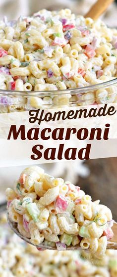 this homemade macaroni salad is loaded with lots of fresh ingredients and ready to be eaten