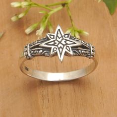 The spectacular star that crowns this sterling silver band ring is the key to its captivating allure. From casual occasions to formal gatherings, this impressive design presented by Bali's Putu Putri is destined to elevate your style with its exquisite oxidized finish, infusing your look with an irresistible blend of sophistication and charm. Medieval Rings, Unique Silver Rings, Star Motif, Silver Eye, Sterling Silver Rings Bands, Earring Crafts, Silver Band Ring, Cute Rings, Christmas 2024