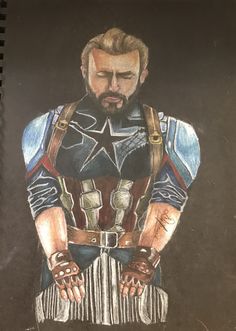 a drawing of a man dressed as captain america