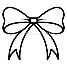 a black and white bow with an arrow on the front, in line art style