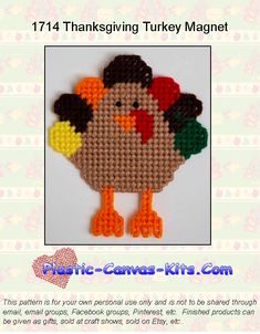 an image of a turkey made out of perler beads with the words, thanksgiving turkey magnet