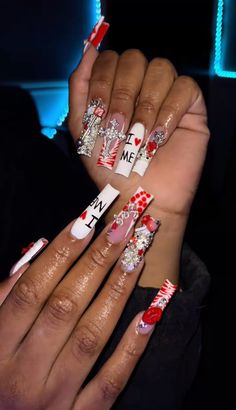 Vday Nails, Pretty Acrylic Nails, Acrylic Nail Designs, Long Nails, Nail Inspo, Nail Designs