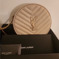 Authentic Ysl-Round Gorgeous Round Bag Used 3x Saint Laurent Vinyle Round Camera Bag, Yves Saint Laurent Bags, Round Bag, Camera Bag, Yves Saint Laurent, Saint Laurent, Bag Lady, Color