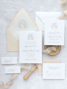 the wedding stationery is laid out and ready to be used