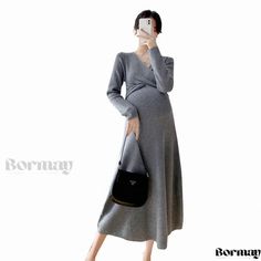 Bormay - Maternity Dress: Cross V-Neck Loose-Fit Fashionable Long Maternity Dress Long Maternity Dress, Chic Maternity, Stylish Maternity Dress, Maternity Long Dress, Cross Neck, Stylish Maternity, Collar Designs, Maternity Dress, Maternity Dresses