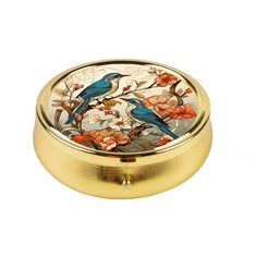 This exquisite pill box features a stunning Art Nouveau design with vibrant birds and flowers, perfect for storing pills or small jewelry. This beautiful pocket accessory combines practicality with timeless elegance, making it an ideal gift for art and nature lovers. Dimensions: 50 x 50 x 12 mm (2 x 2 x 0,47 inches). Discover our unique handmade jewelry collection by visiting our shop here: https://www.etsy.com/shop/LCBijou?ref=shop-header-name&listing_id=1593110722&from_page=listing The pattern Bird Motif Gifts, Medicine Holder, Design Art Nouveau, Pill Container, Art Nouveau Floral, Birds And Flowers, Art Nouveau Design, Pill Case, Pill Boxes