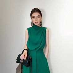 Lasaky - Stylish Green Maxi Dress with Strappy Design and Cascading Hem Green Maxi Dress, Green Maxi, Maxi Dress Green, Olivia Mark, High Collar, A Line Skirt, A Line Skirts, Green Dress, Green Color