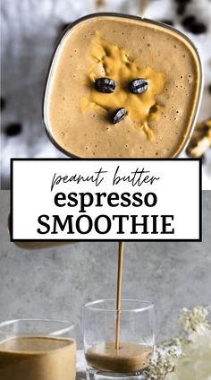 a smoothie on a stick with the words espresso smoothie above it