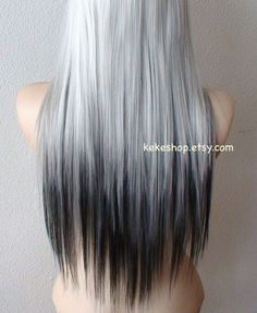 White And Black Hair, Balayage Straight, Straight Layered Hair, Side Bangs Hairstyles, Ombre Wig, Frontal Hairstyles, Ombré Hair, Black Ombre, Ombre Wigs